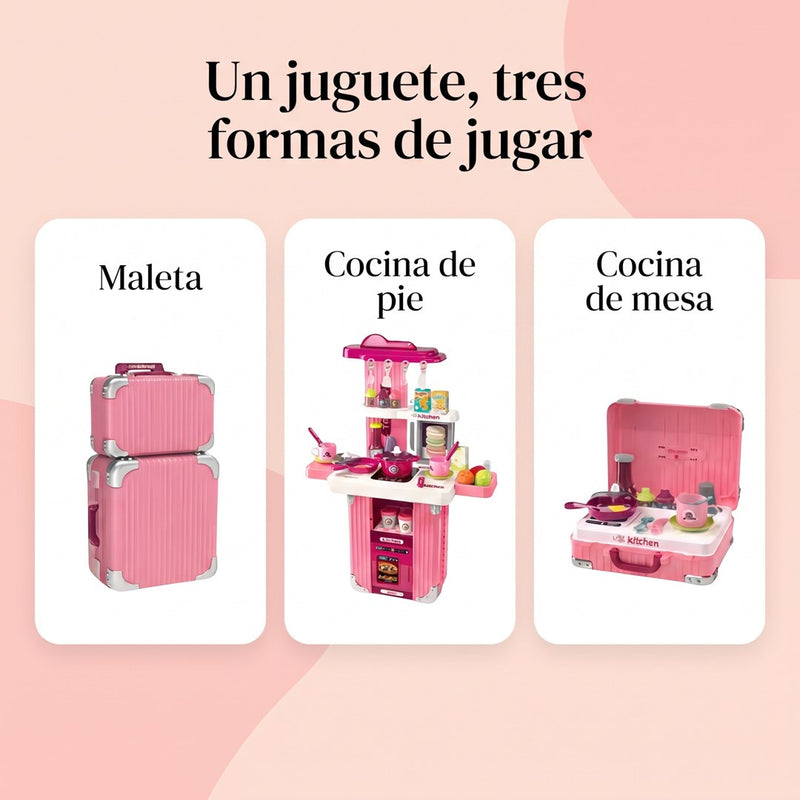 La cocina se usa como maleta, cocina de pie y cocina de mesa