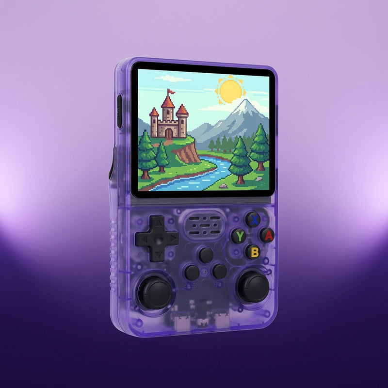 Mini consola retro R36S, vista frontal