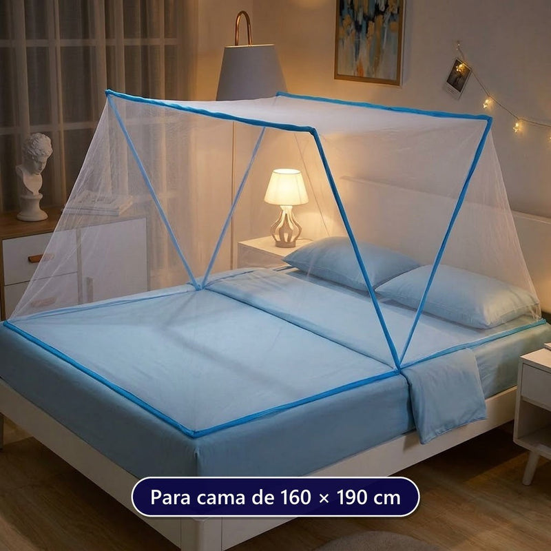 Toldillo mosquitero plegable azul para cama de 160 x 190 cm