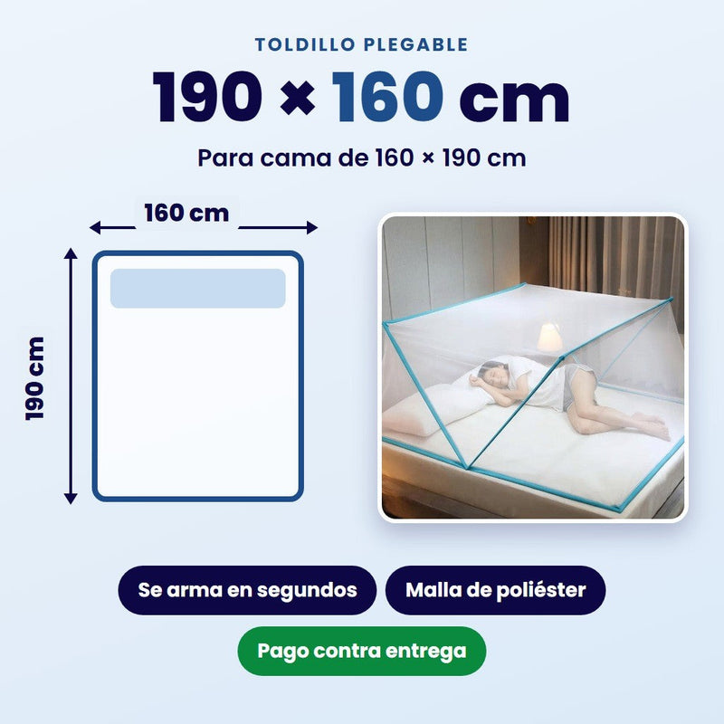 Medidas del toldillo plegable: 190 x 160 cm
